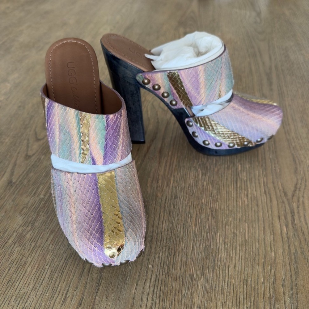 NWOB 🪩 UGG Premium Amadora Disco Platform Clog Mules-Made In Italy-Rare-Sz 7B - Picture 16 of 16